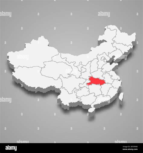 Hubei Province Location Within China 3d Map Stock Vector Image And Art