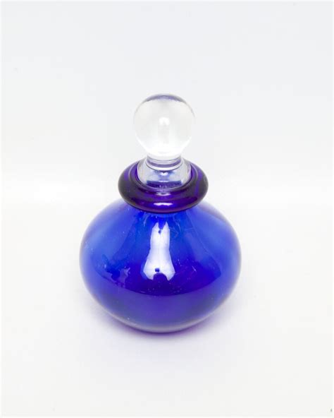 Vintage Cobalt Blue Glass Perfume Bottle Hand Blown Glass Etsy