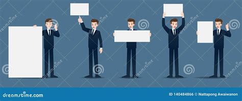Set Of Businessman In 5 Different Gestures People In Business