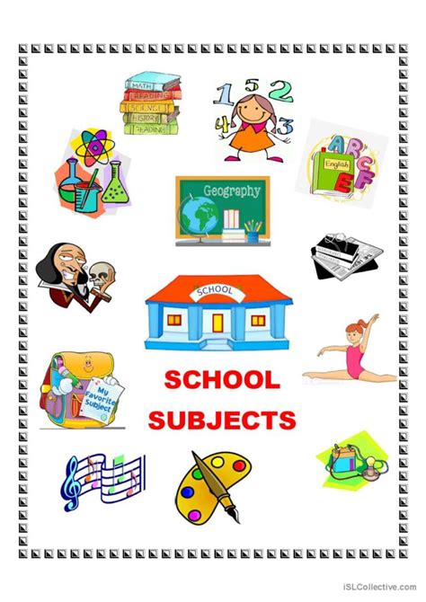 School Subjects English Esl Worksheets Pdf And Doc