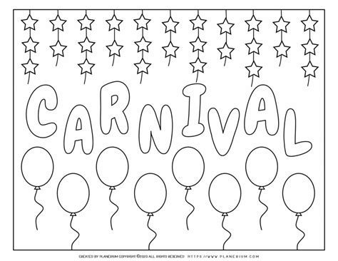 Carnival Coloring Page Party Poster Free Printable Planerium