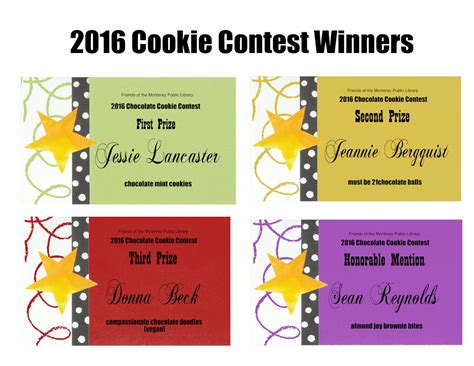 2016 Cookie Contest Winners Monterey Public Library Friends And Foundation