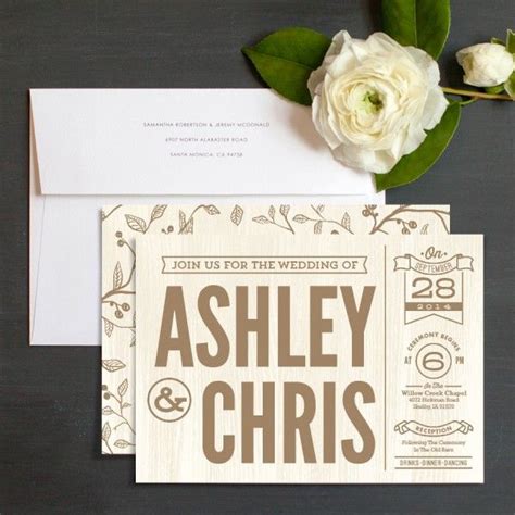 Modern Rustic Wedding Invitations By Geekink Designs Elli Modern