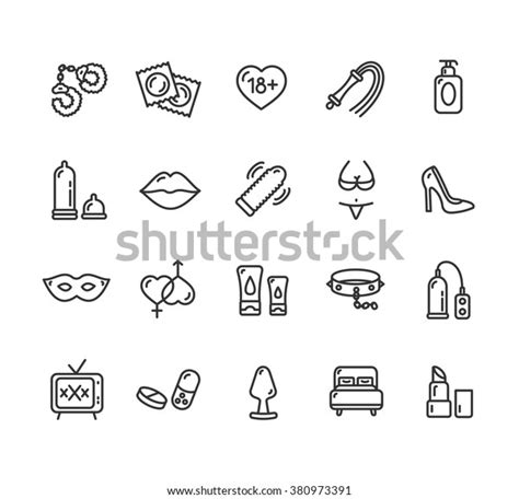 Intim Sex Shop Outline Icon Set Stock Vector Royalty Free 380973391
