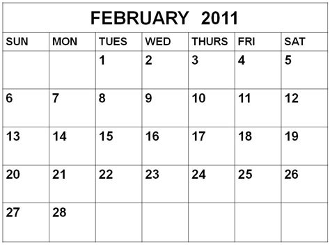 English Tutoring February Calendar 2011