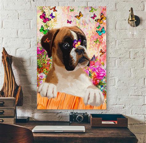 Boxer Boxer And Butterfly Brindle Boxador Puppies Lover Poster Teeuni