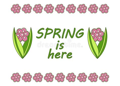 Spring Is Here Hand Drawn Cartoon Illustration Seasonal Design