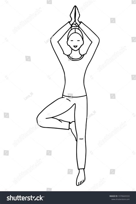 Pretty Woman Does Yoga Vector Illustration Stock Vector Royalty Free