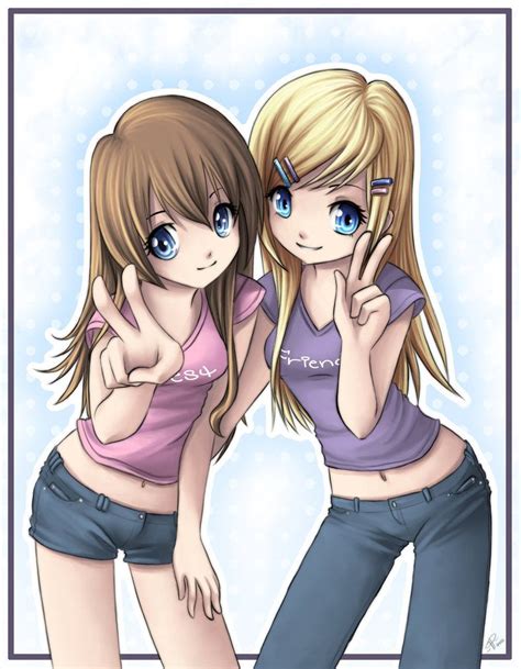 Anime Chibi Girls Best Friends Best Friends By Angelnablackrobe Anime Best Friends Friend
