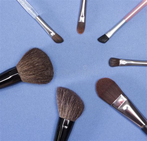 Set Of Various Natural Bristle Makeup Brushes Stock Photo Image Of