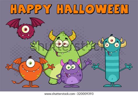 Funny Monsters Cartoon Characters Vector Illustration Stock Vector