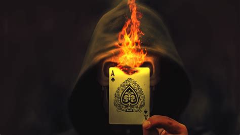 Ace of Spades Wallpaper 4K, Skull, Hoodie, Burning, Playing card