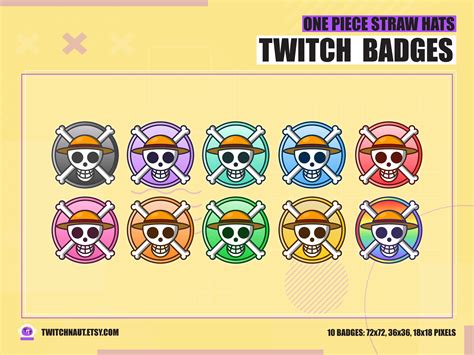 One Piece Straw Hats Twitch Badges For Mugiwara Fans Twitch Etsy