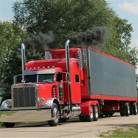 Peterbilt Custom 379 With Matchin Reefer Blowin Coal Peterbilt Trucks