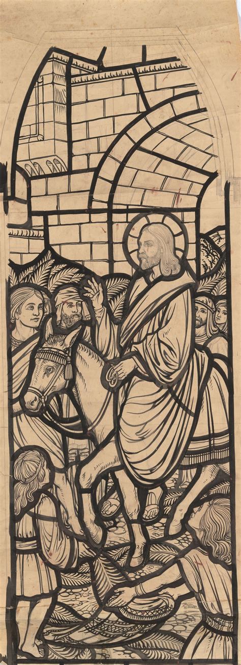 Sketch For Stained Glass Window Palm Sunday Procession Christs