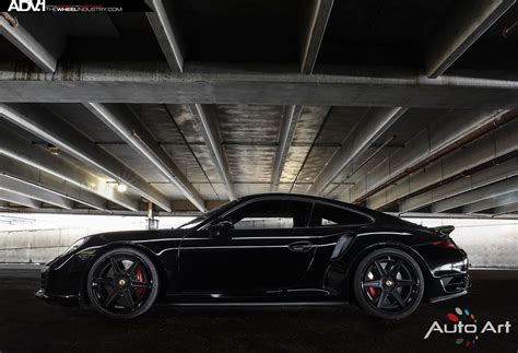 Sinister Black Porsche 911 Turbo Sporting Matte Black Adv6 Rims — Carid