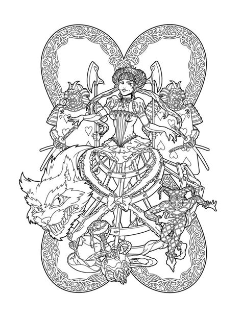 Red Queen Of Wonderland Lines By Deviantashtareth On Deviantart Red Queen Coloring Books