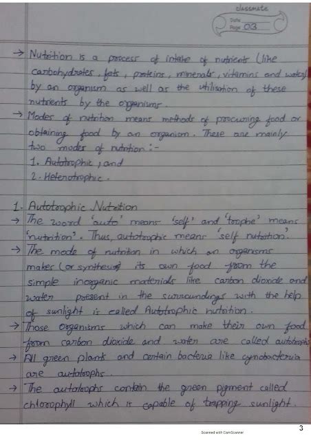 Class 10 Biology Science Chapter 6 Life Processes Handwritten Notes