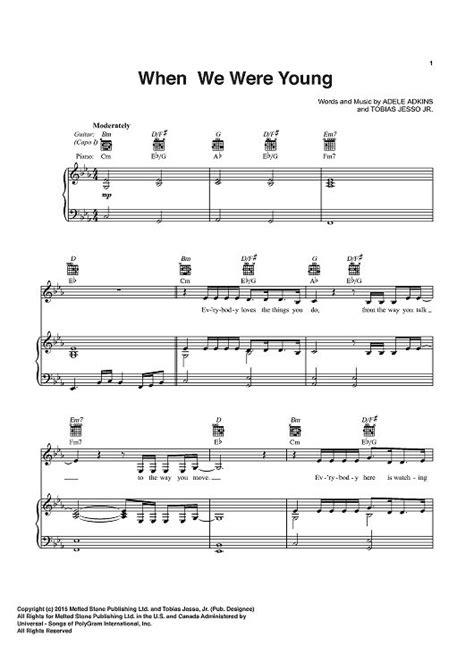 When we were young is a song recorded by adele, taken from her third studio album, 25. When We Were Young Sheet Music by Adele | We, Sheet music ...