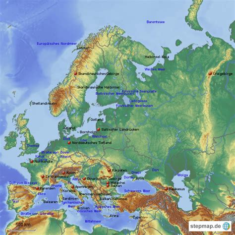Stepmap Europa Gewässerinselngebirge Landkarte Für Deutschland