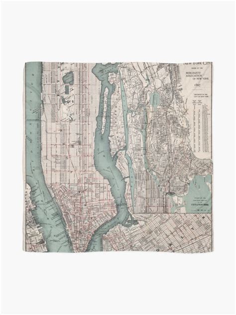 Vintage Map Of New York City 1897 Scarf For Sale By Bravuramedia