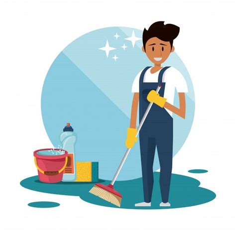 Cleaner With Cleaning Products Housekeep Free Vector Freepik