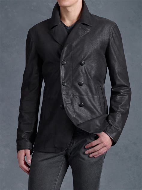 Lyst John Varvatos Double Breasted Leather Jacket In Black For Men