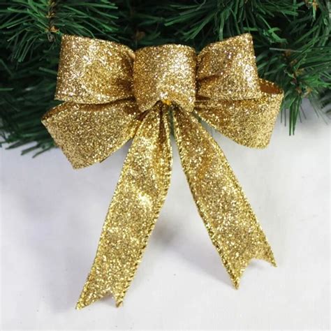 Aliexpress Com Buy Cm Length Large Gold Glitter Cloth Christmas Bow