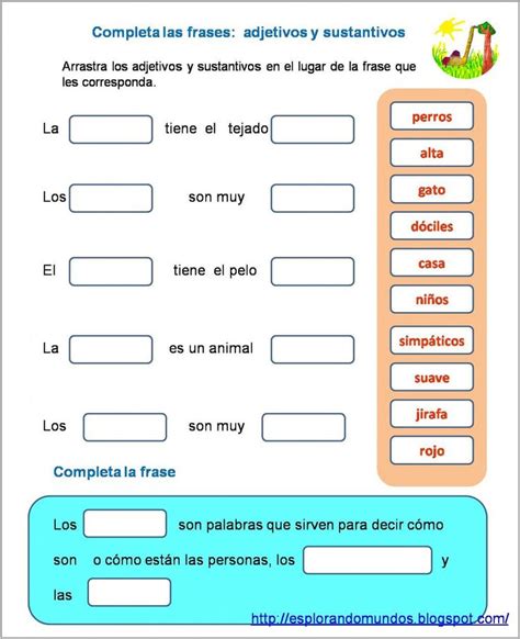 Ejercicio Interactivo De Sustantivos Y Adjetivos Sustantivos Y