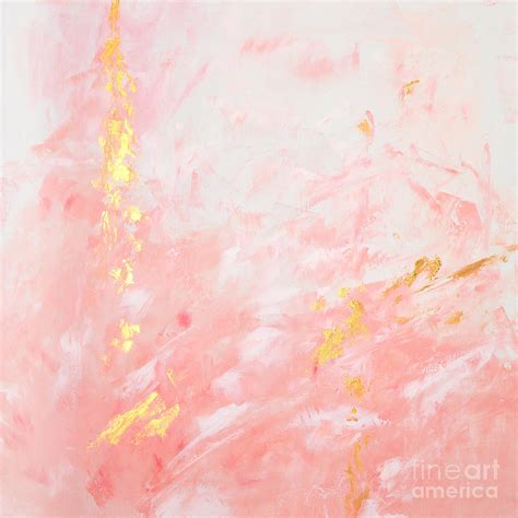 Pink Gold Abstract Painting Painting By Edit Voros