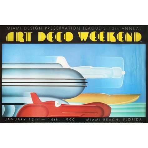 1990 Contemporary American Art Deco Poster Miami Design Preservation