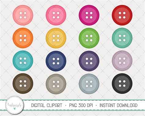 Buttons Clip Art Clipart Set Commercial Use Instant Etsy Singapore