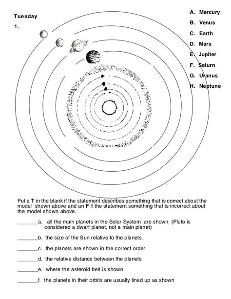 Solar System Models Worksheet 3