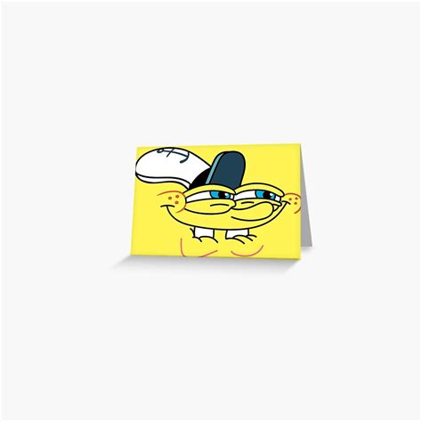 Spongebob Smirk Face Greeting Card By Kirkdstevens Redbubble