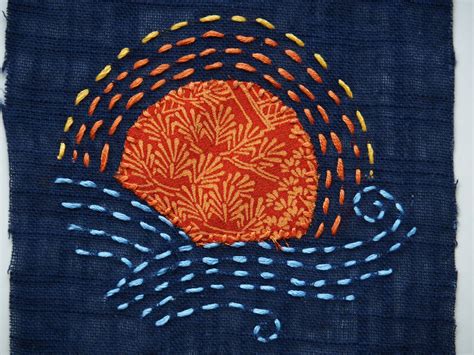 Japanese Boro Sashiko~slow Stitch Patch~hand Sewn Of Recycled Fabrics