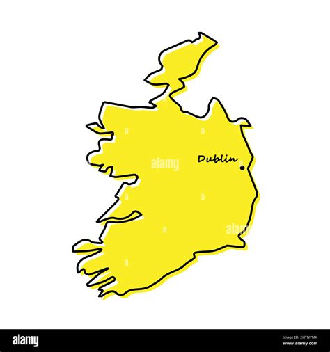 Simple Outline Map Of Ireland With Capital Location Stylized Minimal