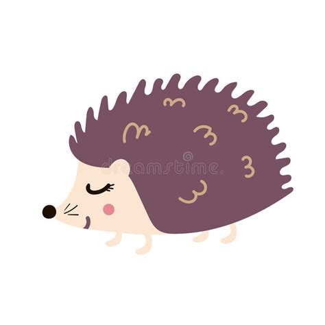 Cute Adorable Hedgehog In Modern Flat Style Vector Illustration Stock