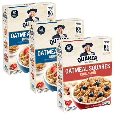 Quaker Oatmeal Squares Breakfast Cereal Brown Sugar And Cinnamon Variety