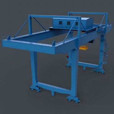Rail Mounted Gantry Crane RMG V2 Blue Light 3D Model By PBR Cool
