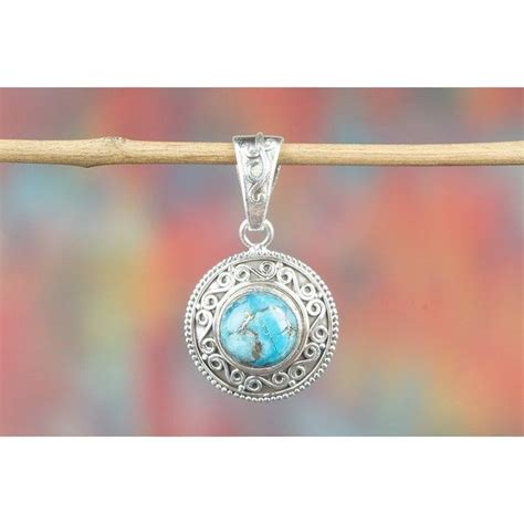 Awesome Blue Copper Turquoise Gemstone Silver Pendant Via Polyvore