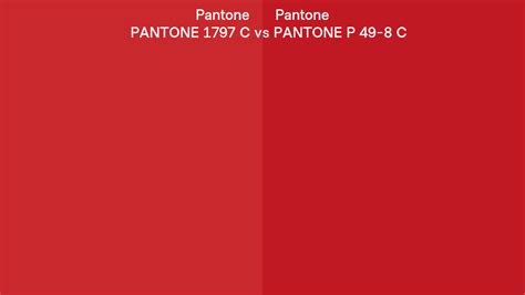 Pantone 1797 C Vs Pantone P 49 8 C Side By Side Comparison