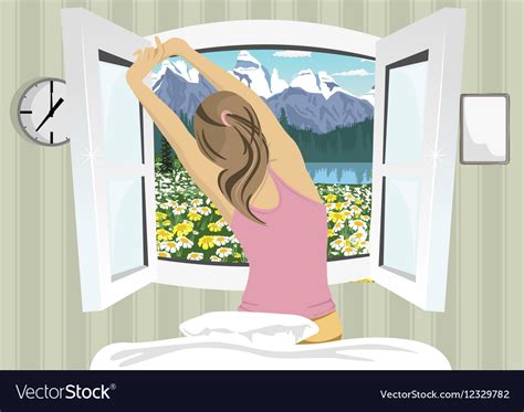 Woman Stretching In Bed After Wake Up Royalty Free Vector