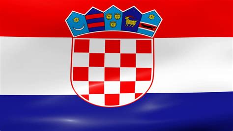 The flag of croatia is a tricolor flag of three horizontal bands of red (top), white, and blue with the coat of arms at the center. Waving Croatia Flag Stock Footage Video (100% Royalty-free) 6565808 | Shutterstock