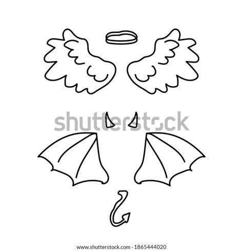 Line Art Illustration Angel Devil Wings Stock Vector Royalty Free