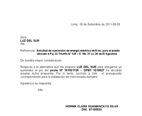 Carta De Autorizacion Luz Del Sur M Carta De