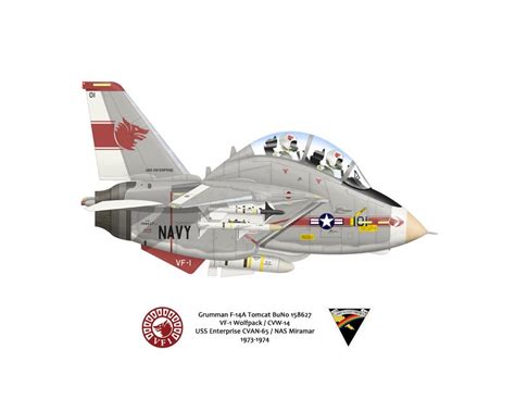 Aircraft Profile Print Of 16x12 Print Of F 14a Tomcat Vf 1 Wolfpack
