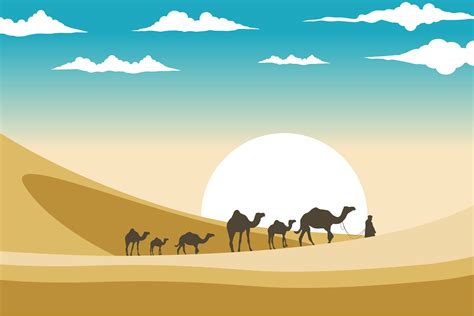 Camel On Desert Vector Illustration Graphic By Edywiyonopp · Creative