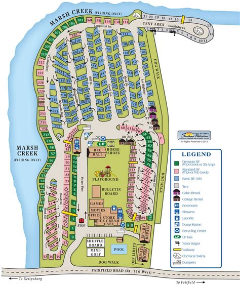 The park is located on the tailwater shores. Gettysburg Campground Site Map | Camping park