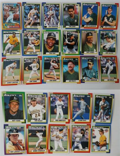 The metal always reminded me more of what you'd find on a quaker oatmeal cylinder, or a can of tennis balls. 1990 Topps Oakland Athletics A'S Team Set of 28 Baseball Cards #Athletics #topps # ...