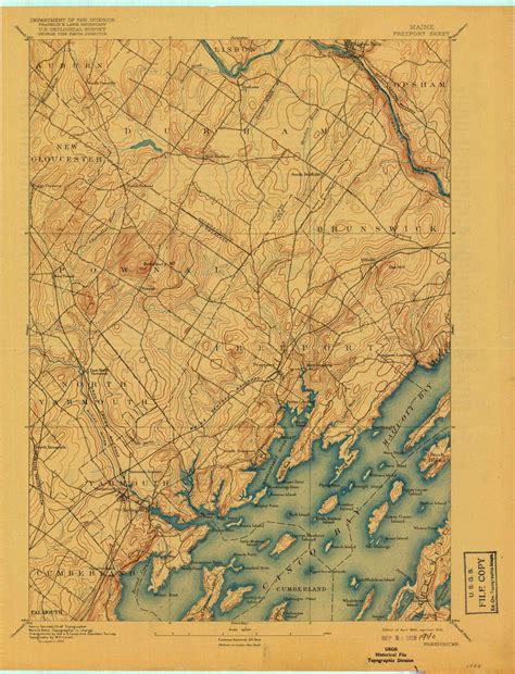 Freeport Maine 1892 1918 Usgs Old Topo Map Reprint 15x15 Me Quad
